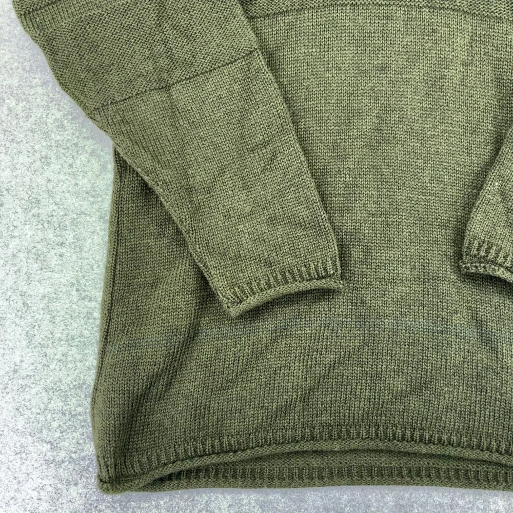Carraig Donn Mens XL Merino Wool Sweater Olive Green Made in Ireland Crewneck